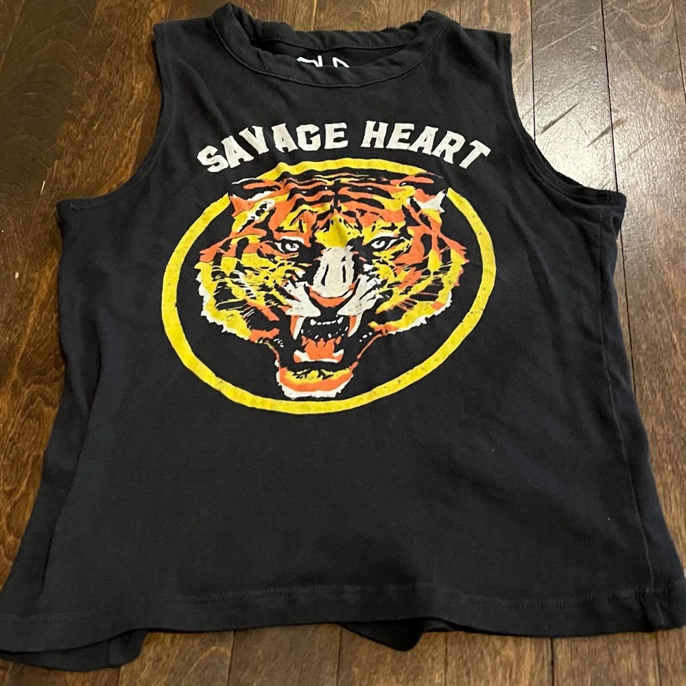 Chaser black “Savage Heart” tiger muscle sleeveless tank tshirt XS